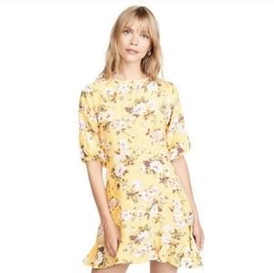 FAITHFULL THE BRAND Yellow Floral Janette Dress Size 4 Small Women's